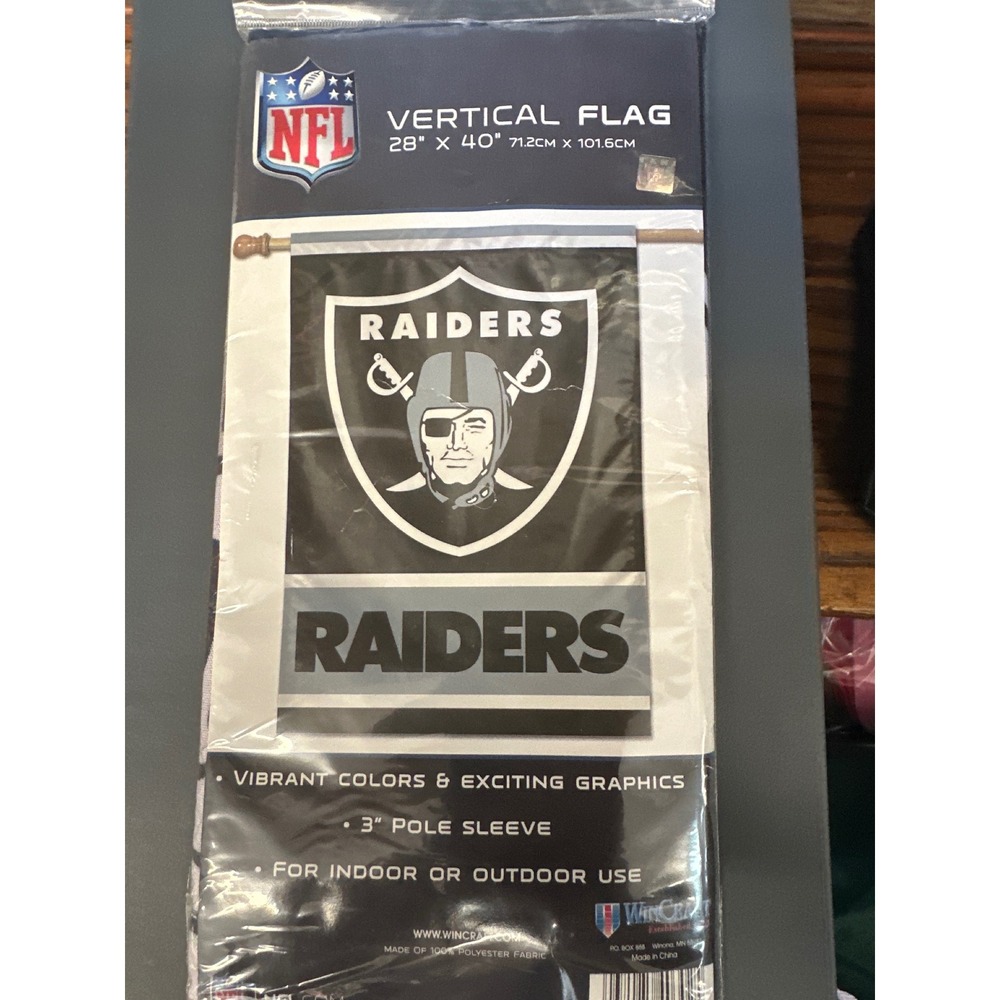 WinCraft NFL Las Vegas Raiders Vertical Flag 28x40 House Banner 3in Pole Sleeve